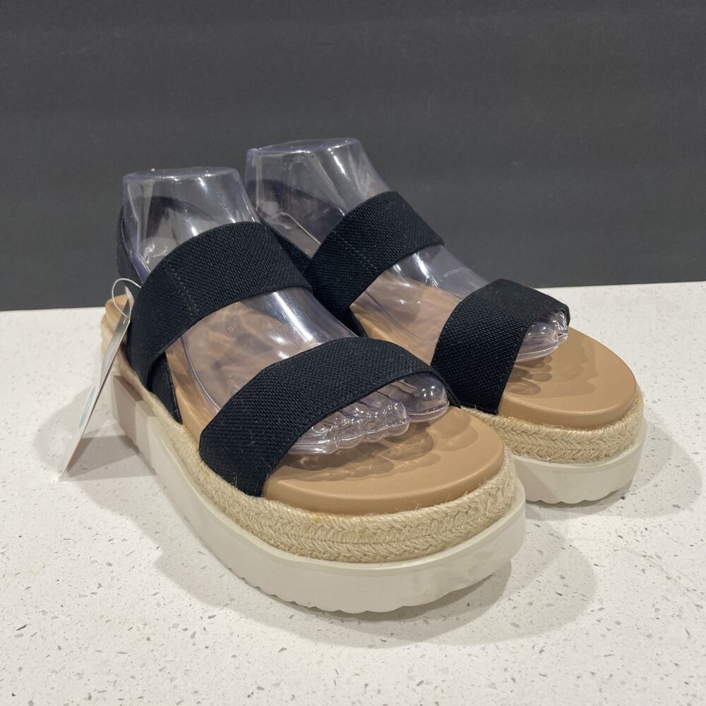 Stretch Strappy Platform Sandals Sz 9.5 NWT Black/Tan Wild Fable